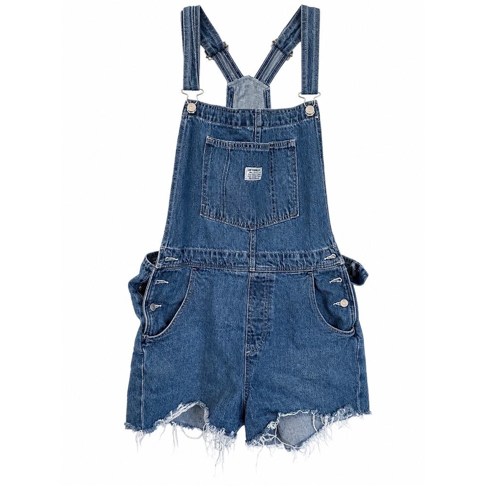 Levis Two Horse Denim Shortalls Womens 41W Y2K Coastal Cowgirl Raw Hem Festival